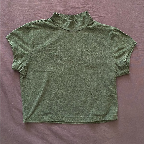 Urban Planet Dark Grey Mock Neck Crop Top - Picture 1 of 6